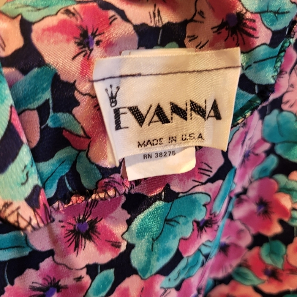 Vintage Evanna Colorful Floral Long Sleeve Blouse Made In USA Size 12 - Picture 7 of 9